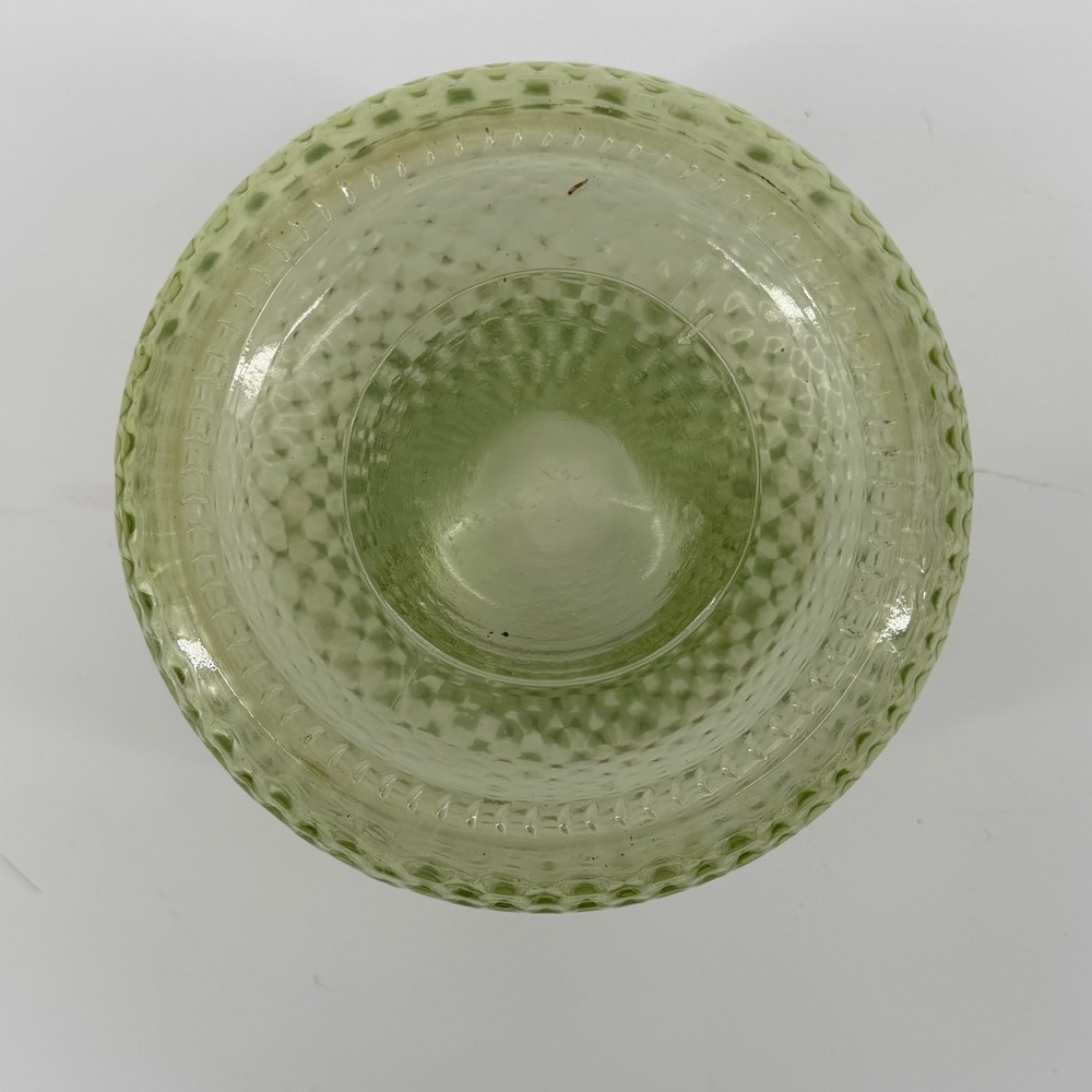 Vintage Green Honeycomb Textured Glass Bulbous Bud Vase 4.5 Inch MCM Style - Picture 5 of 7